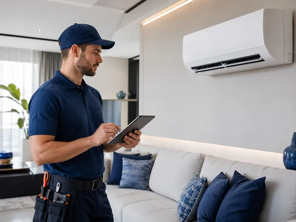 Manutenção programada de ar-condicionado, com acompanhamento periódico do equipamento