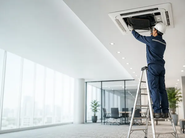 Registro de manutenção de sistema de climatização em ambiente empresarial